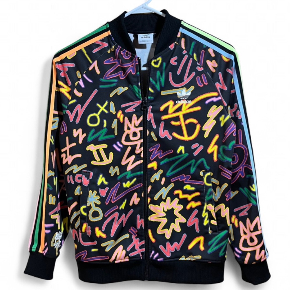 Adidas Originals Kids Graffiti Print Track Jacket Full Zip Youth Medium 11-12Y